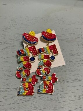 Source Unknown Multicolor Beaded Fiesta Earrings